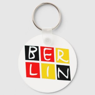 Berlin, Germany Logo in Squares Keychain