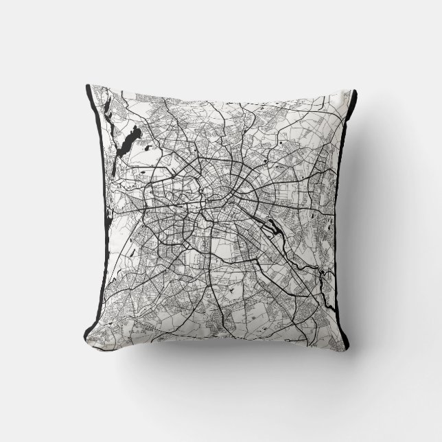 Berlin Germany Map Throw Pillow (Front)