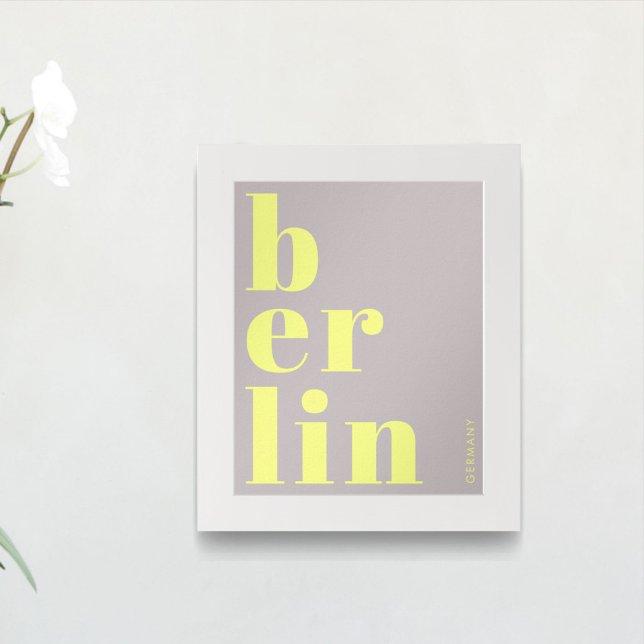 Berlin Germany modern typography yellow grey Poster (Creator Uploaded)