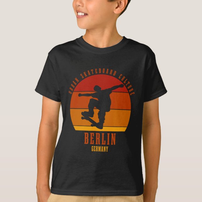 Berlin Germany Skateboarder Urn Skateboarding 3  T-Shirt (Front)