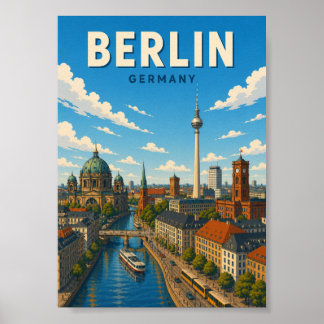 Berlin Germany Skyline TV Tower Cityscape Poster