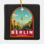 Berlin Germany Travel Art Vintage Ceramic Ornament<br><div class="desc">Berlin retro vector travel design. The city's known for its art scene and modern landmarks like the gold-coloured,  swoop-roofed Berliner Philharmonie.</div>