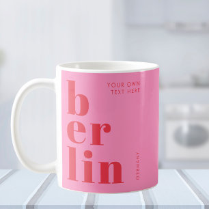 Berlin Germany typography pink red Coffee Mug
