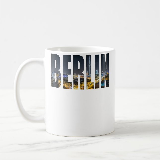 Berlin Germany Urban Skyline Photography Font Coffee Mug (Left)