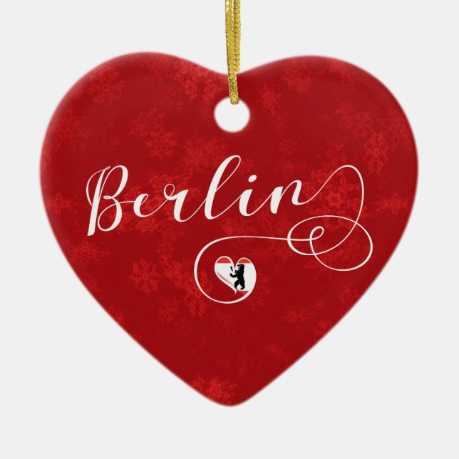 Berlin Heart, Christmas Tree Ornament, Germany Ceramic Ornament (Front)