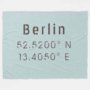 Berlin Latitude Longitude Fleece Blanket
