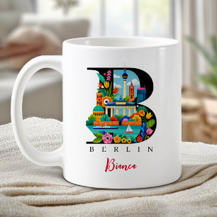 Berlin Monogram Letter B Personalized Gift Coffee Mug