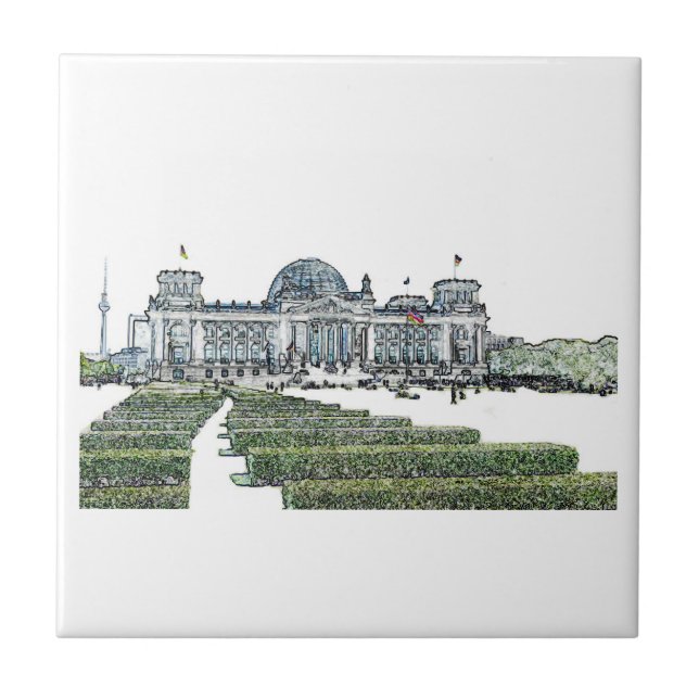 Berlin Reichstag German Parliament Sketch Tile (Front)