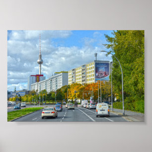 Berlin Television Tower and Busy Street Poster