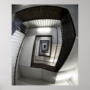 BERLIN TEMPELHOF AIRPORT SPIRAL STAIRWAY POSTER
