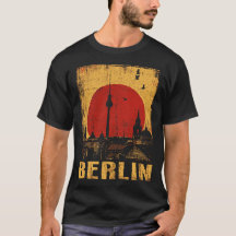 Berlin Tower Distressed Sunset City Silhouette