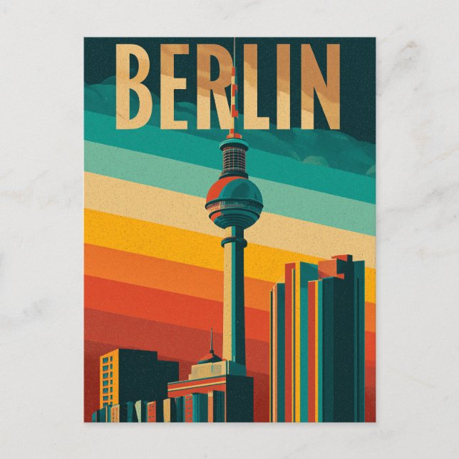 Berlin TV Tower retro Postcard (Front)