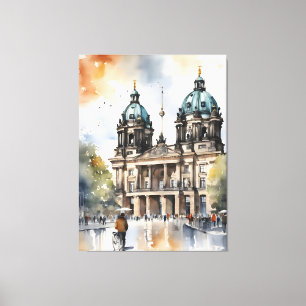 Berlin watercolor art canvas print