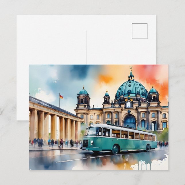 Berlin watercolor art postcard (Front/Back)