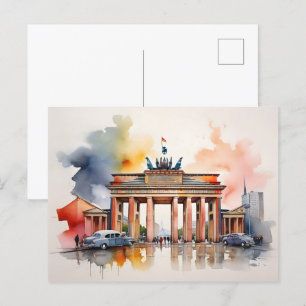 Berlin watercolor art postcard