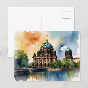 Berlin watercolor art postcard