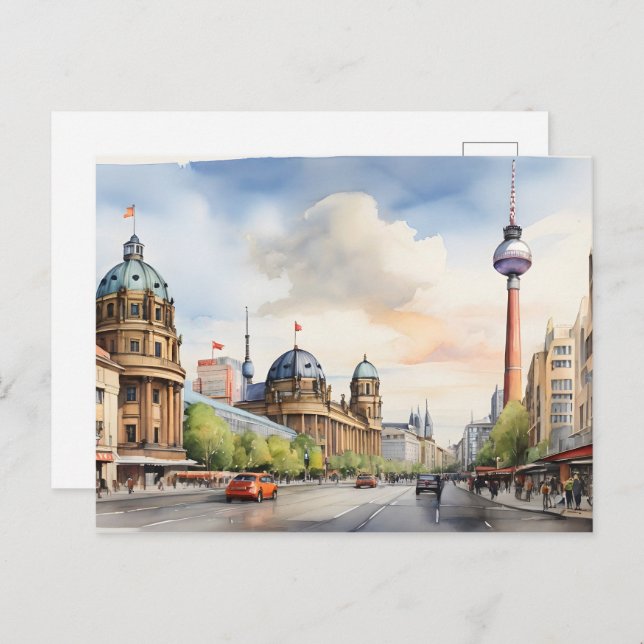 Berlin watercolor art postcard (Front/Back)