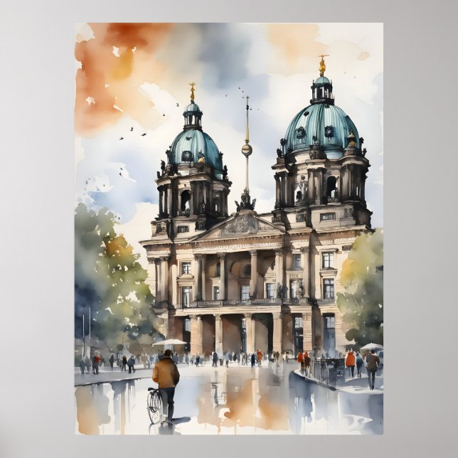Berlin watercolor art poster (Front)