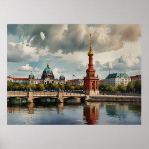 Berlin watercolor art poster