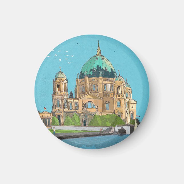 Berliner Dom Germany Whimsical Illustration Magnet (Front)