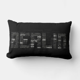 Berliner Ortsteile Word Art, Berlin Neighbourhoods Lumbar Pillow
