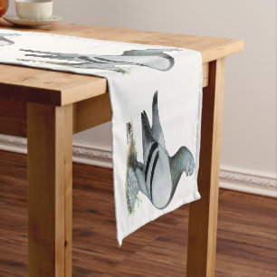 Berliner Tumbler Pigeon Blue Bar Short Table Runner