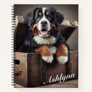 Bermese Mountain Dog in a Vintage Chest  Notebook