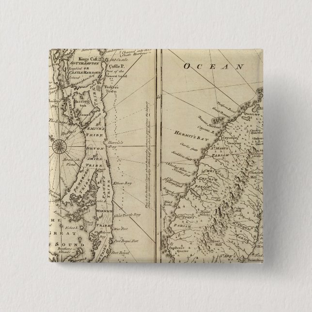 Bermuda 2 Inch Square Button (Front)