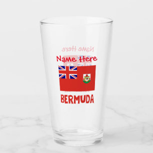Bermuda and Bermudian Flag Red Personalization Glass