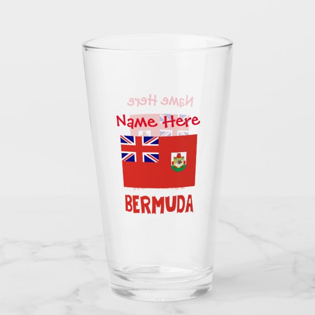 Bermuda and Bermudian Flag Red Personalization Glass (Front)