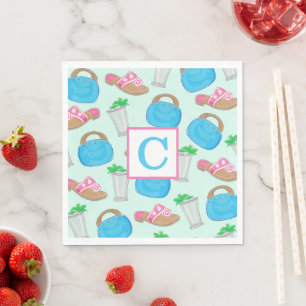 Bermuda Bag Sandals Mint Julep Preppy Monogram Napkin