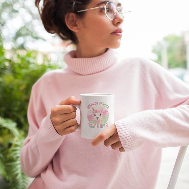 Bermuda Bahama Come On Pretty Llama Funny Cute Coffee Mug (Creator Uploaded)