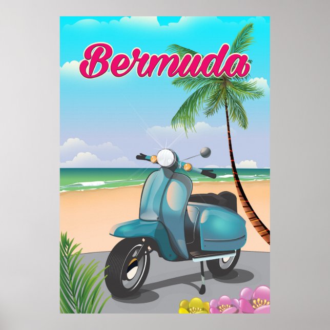 Bermuda Beach Scooter affiche de voyage (Devant)