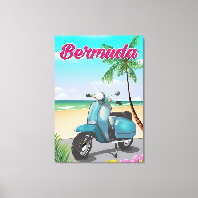 Bermuda Beach Scooter travel poster Canvas Print (Front)