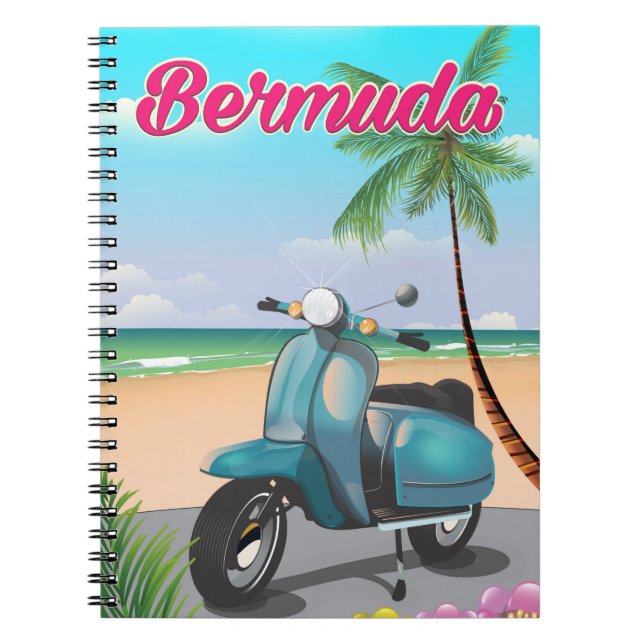 Bermuda Beach Scooter travel poster Notebook (Front)