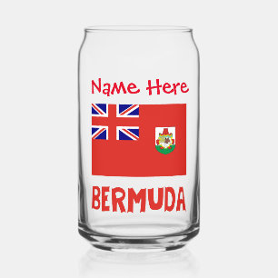 Bermuda Bermudia Flag Red Personalized Name Can Glass