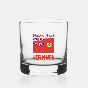 Bermuda Bermudia Flag Red Personalized Name Whiskey Glass
