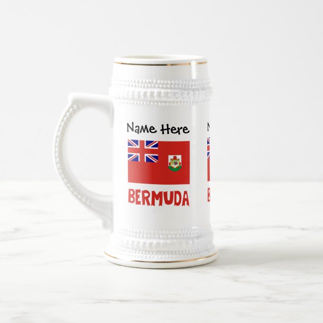 Bermuda Bermudian Flag Personalized Name Beer Stein (Left)