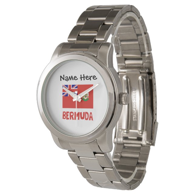 Bermuda Bermudian Flag Personalized Name Watch (Angled)