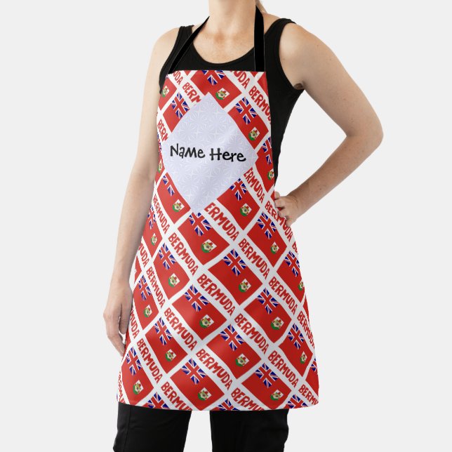 Bermuda Bermudian Flag Tiled Personalized Name Apron (Insitu)