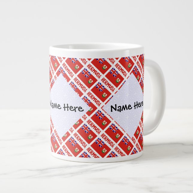Bermuda Bermudian Flag Tiled Personalized Name Large Coffee Mug (Front Right)