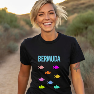 Bermuda Colorful Fish School Dark Color T-Shirt