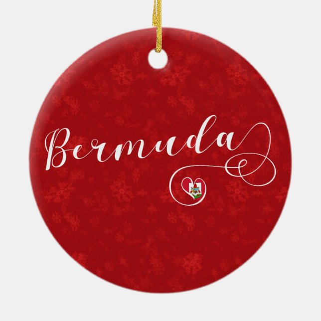 Bermuda Flag In A Heart Ceramic Ornament (Back)