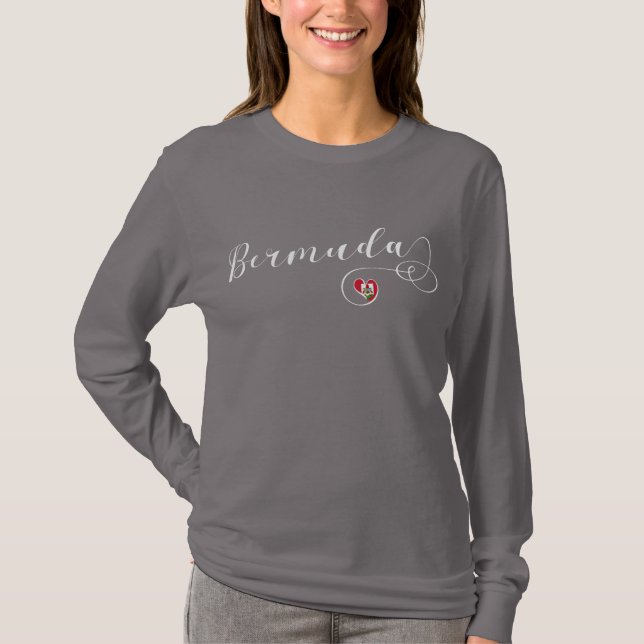 Bermuda Flag In Heart T-Shirt (Front)