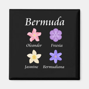 Bermuda Flower Icons Named Colour Magnet