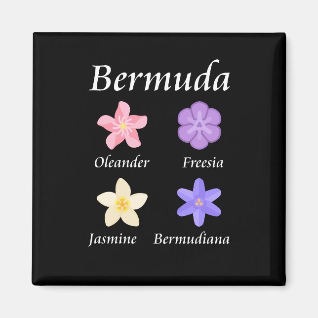 Bermuda Flower Icons Named Colour Magnet (Front)