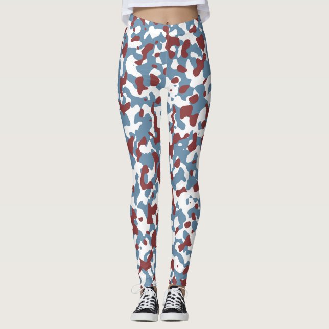 Bermuda Grey, Blue, Tosca, Red, White, Camo Colour Leggings (Front)
