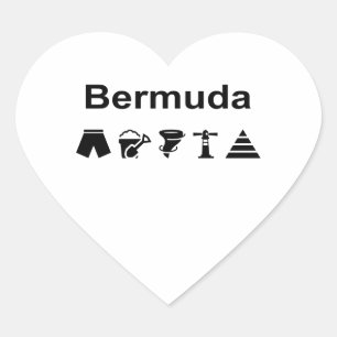 Bermuda Icons Monotone Light-Colour Heart Sticker