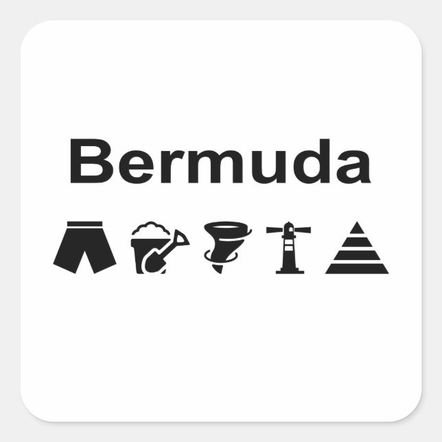 Bermuda Icons Monotone Light-Colour Square Sticker (Front)
