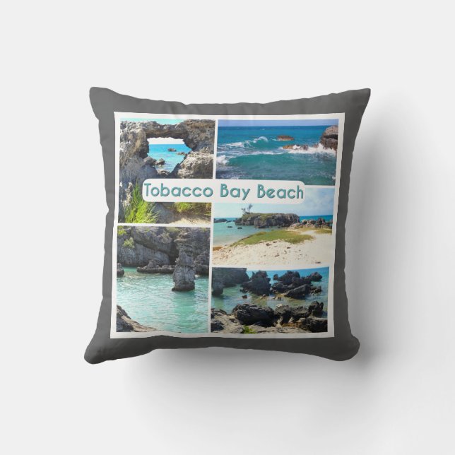 Bermuda Limestone Grey Throw Pillow (Back)